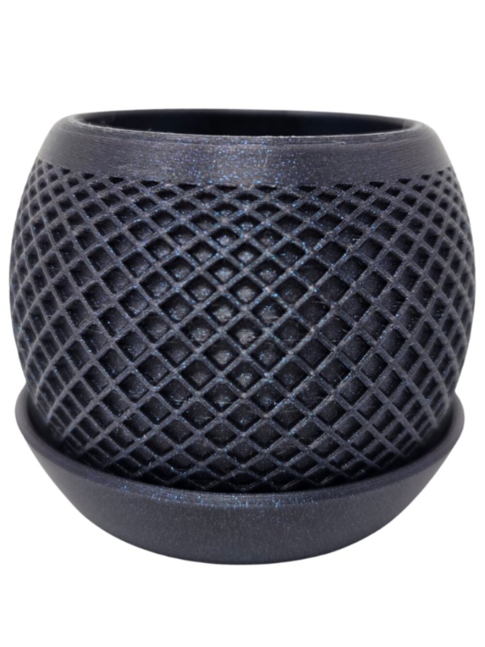 Mesh Titanium Sparkle Small 2.5" Cactus Planter Drip Tray 3D Printed Plant Pot